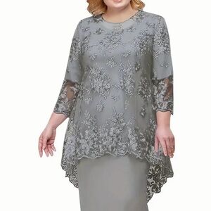 Elegant Grey Plus Size Dress,Wedding,Special Event 2X-16 plus size, 48 1/2” bust
